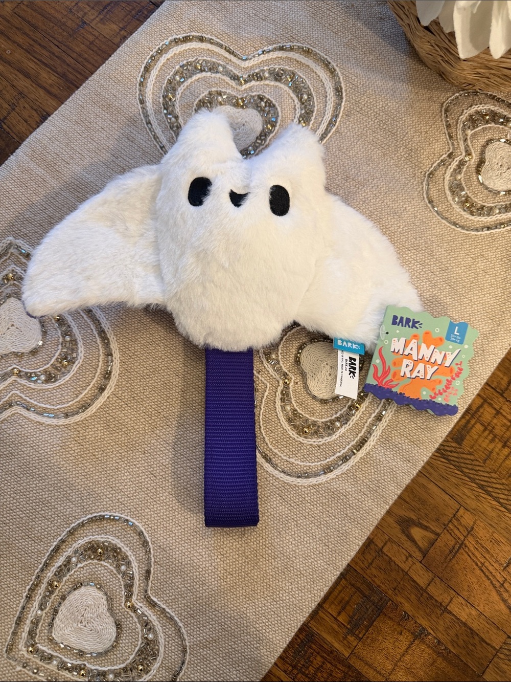 Bark Manny Ray Dog Toy with Purple tug Handle - Picture 2 of 7